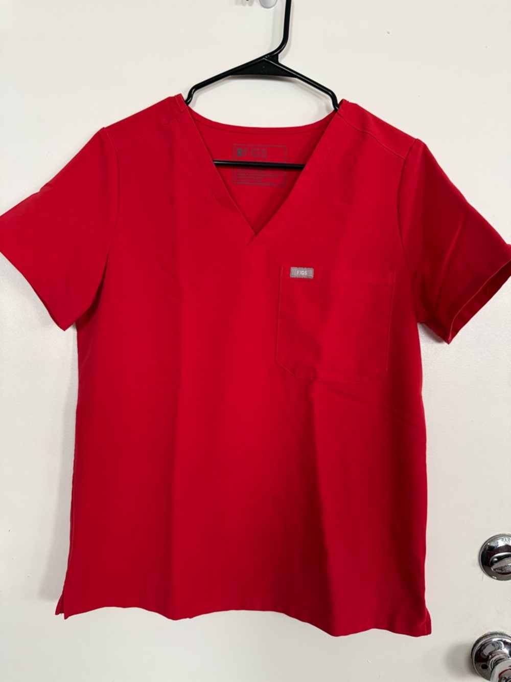 Figs Red V-Neck Scrub Top